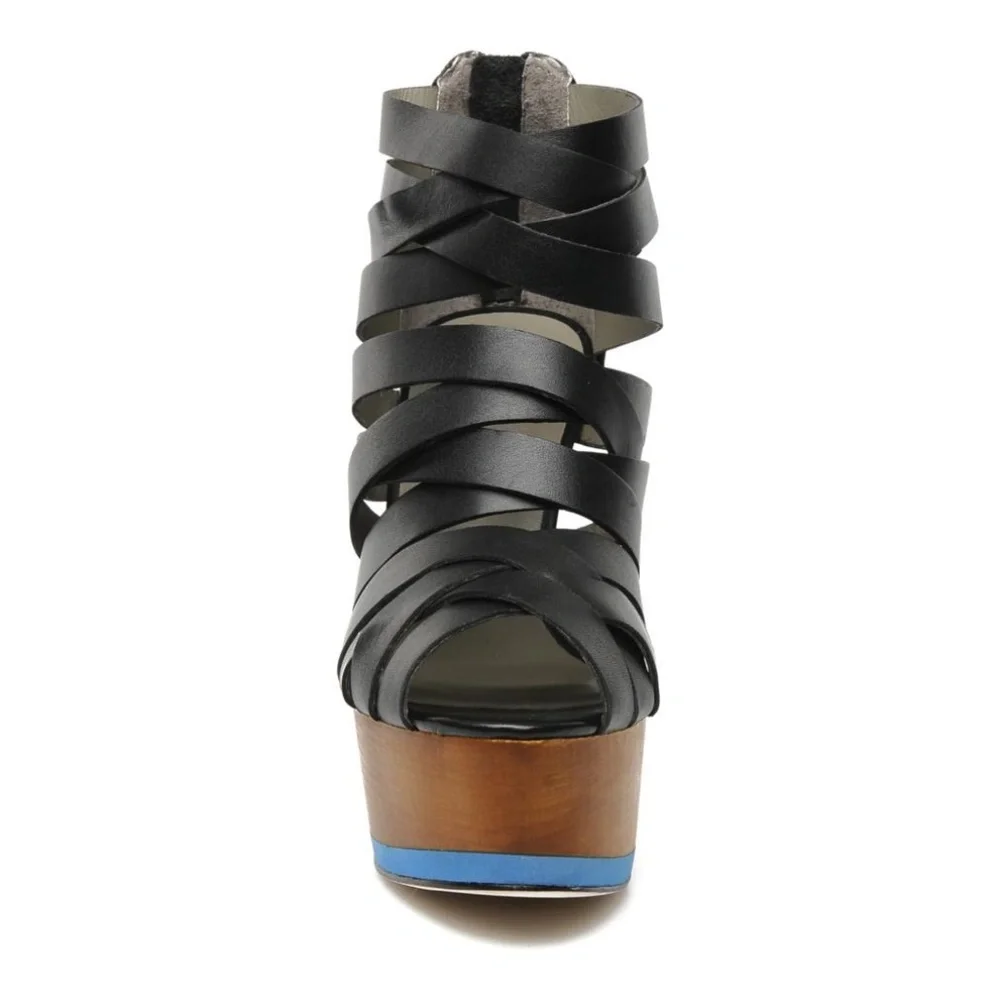 NIB‎  FINSK leather platform wedges. Rare find
